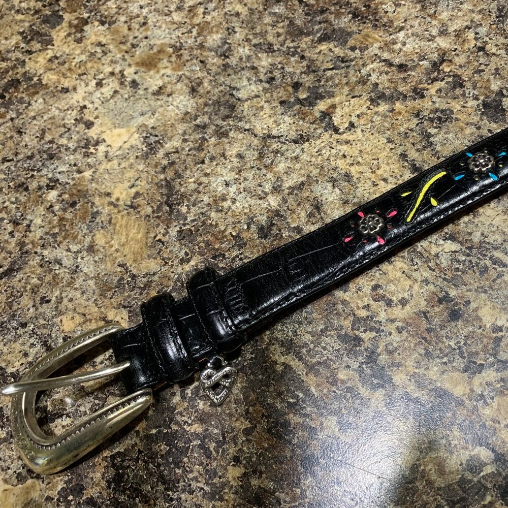 1 Brighton Belt in black, size ML (32 inches) has colored inlay and studs